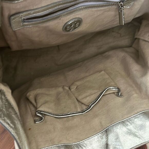 Tory Burch canvas and silver leather large tote bag - Picture 6 of 12
